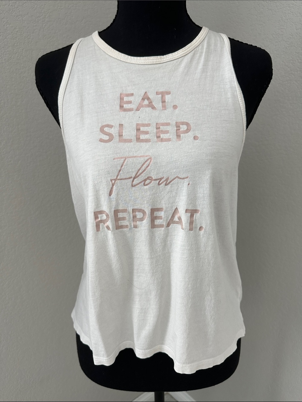 Women’s White Muscle Tank - Eat. Sleep. Flow. Repeat.